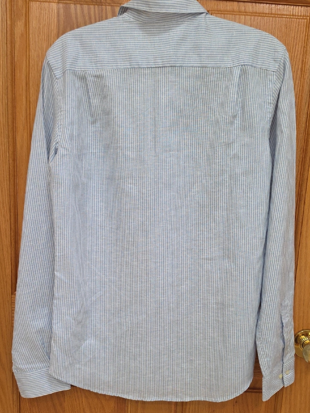 Lacoste Men’s Light Blue & White Striped Button-Down 56% Linen, S(38), NWOT - Picture 5 of 16